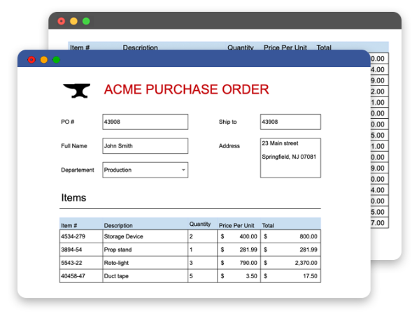 Digital PO form